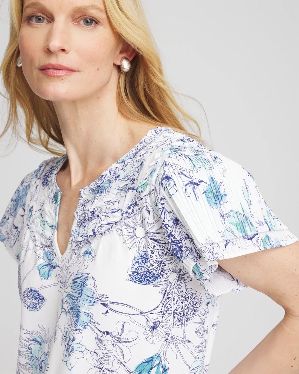 売れ筋商品|||スタイルアンドコー カットソー トップス レディース Petite Embroidered Flutter-Sleeve Top, Exclusively at Macy's Flutter White Style & Co Style& Co Women's Printed Square-Neck Flutter